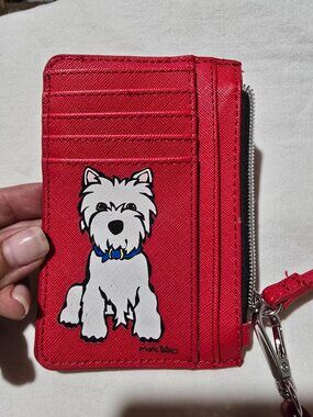 Marc Tetro Red Westie Terrier Card Holder Zipper Wallet Coin Purse Wristlet